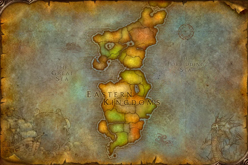 The World of Warcraft: Forever beta client's own world map of Eastern Kingdoms