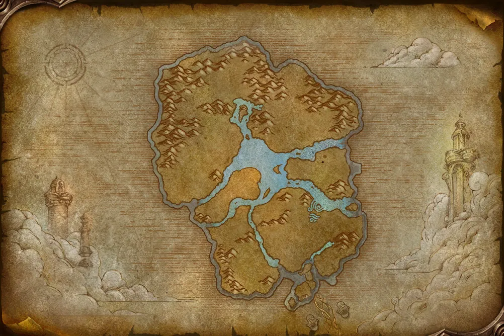The World of Warcraft: Forever beta client's own world map of Zephras Isle